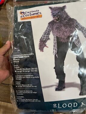 California Costumes Purple Werewolf men Costume - Plush Chest & Mask